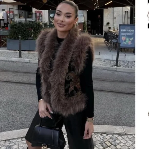 ZARA EMBROIDERED VEST ZW COLLECTION LIMITED EDITION BLACK LARGE - Picture 5 of 8